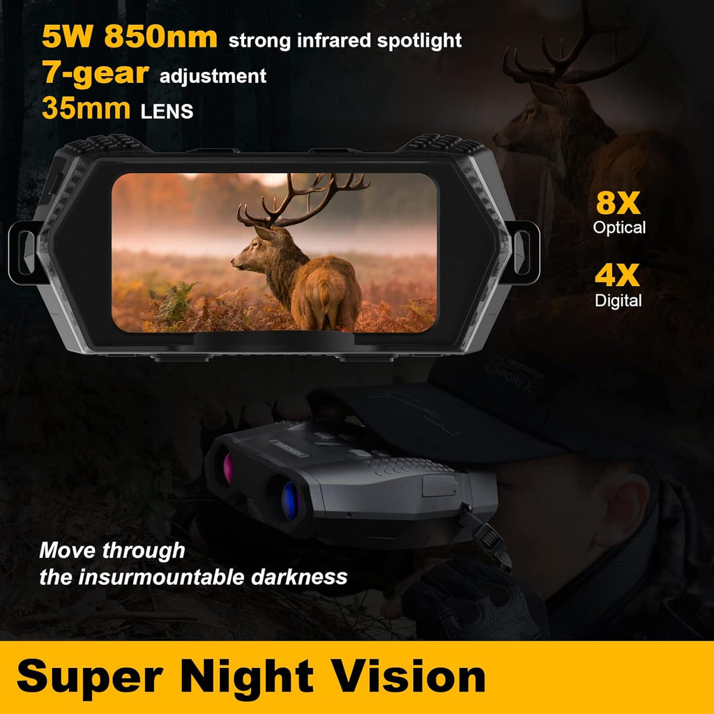 Night Vision Binoculars, 1900ft Viewing Range, 1080P U89715