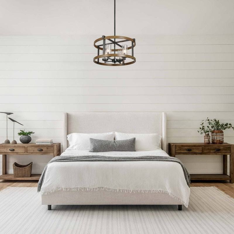 4-Light Wagon Wheel Chandelier Seeded Glass U76184