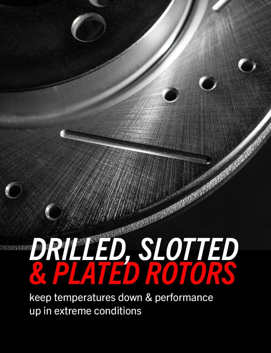 Front and Rear Carbon Fiber Brake Pads with Drilled & Slotted Brake Rotors Kit Z80433
