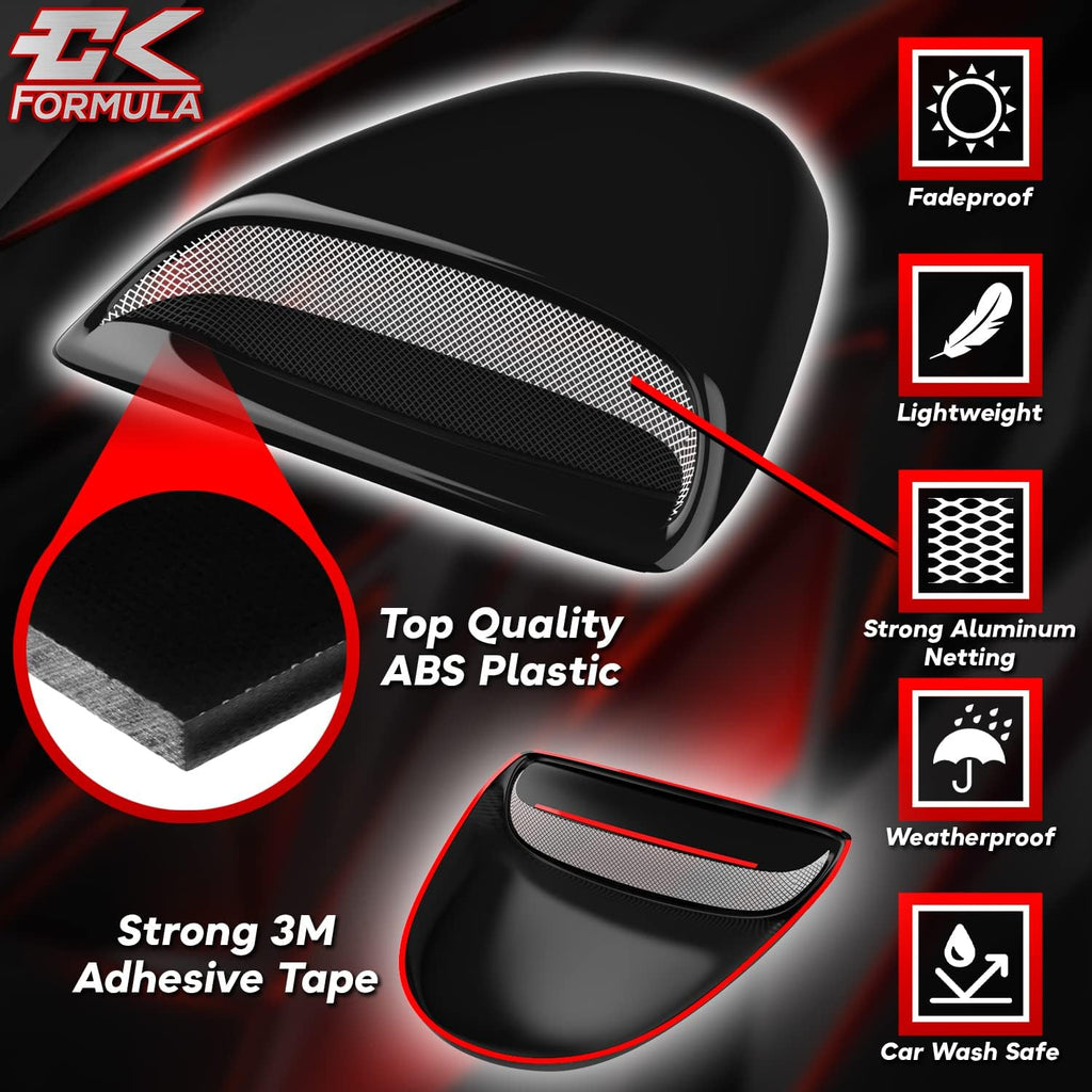 Black Hood Scoop Car Hood Vent Cover, 1 Piece Pack of 2 S685140