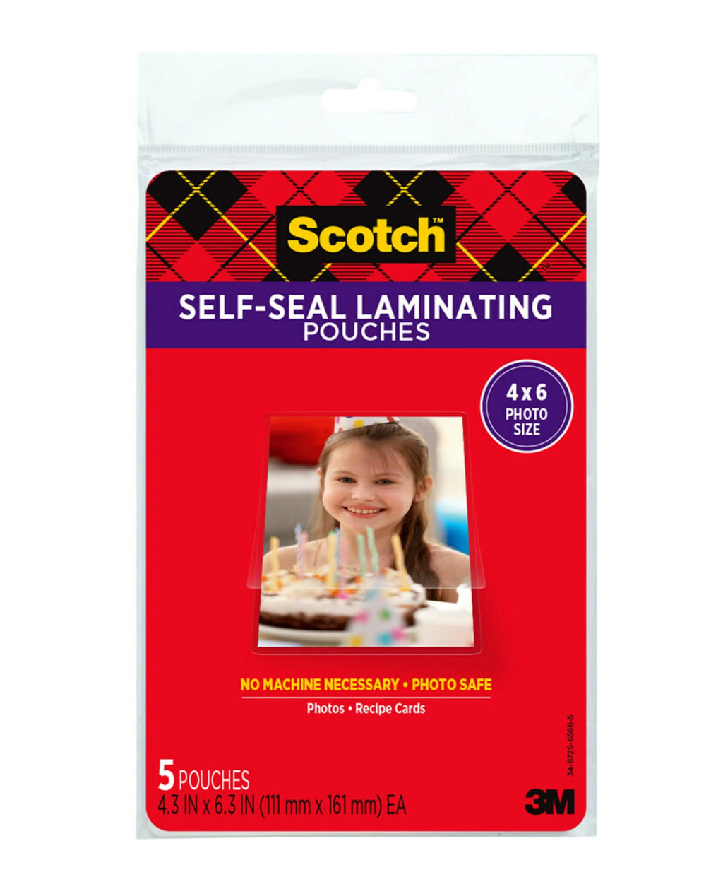 Self-Sealing Laminating Pouches 4.3 in x 6.3 in Gloss Finish 5 Pouches D254504