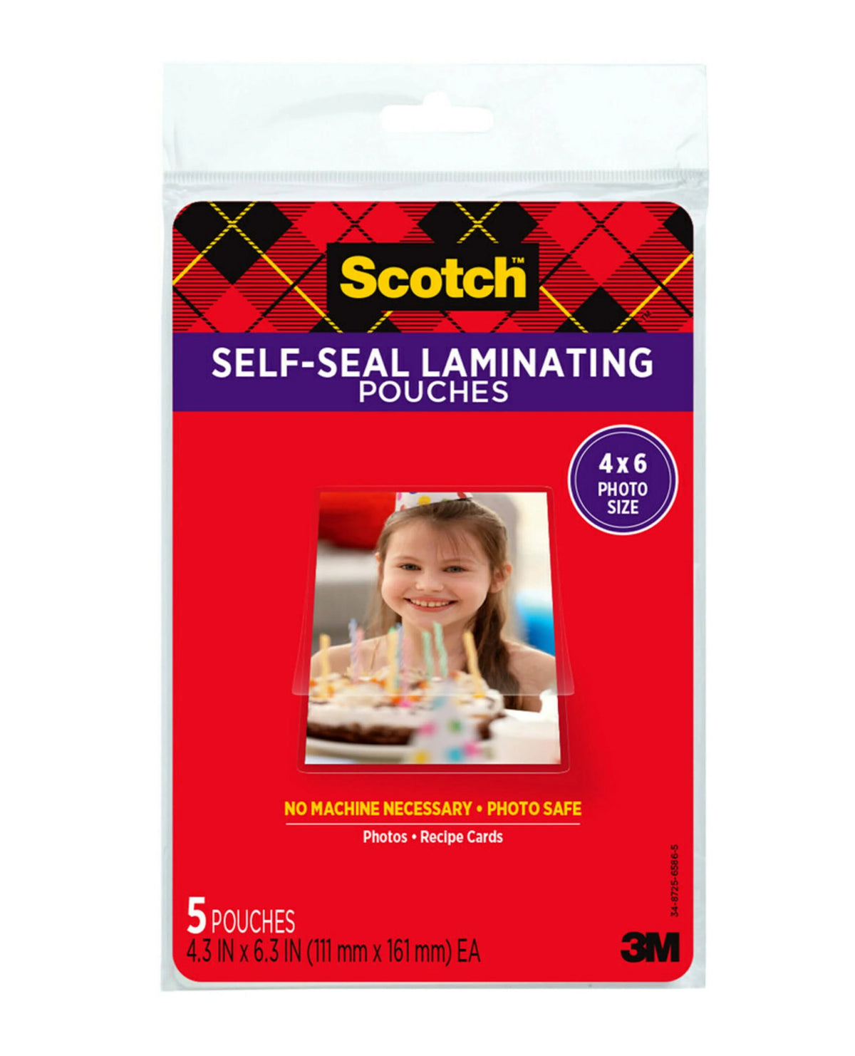 Self-Sealing Laminating Pouches 4.3 in x 6.3 in Gloss Finish 5 Pouches D254504