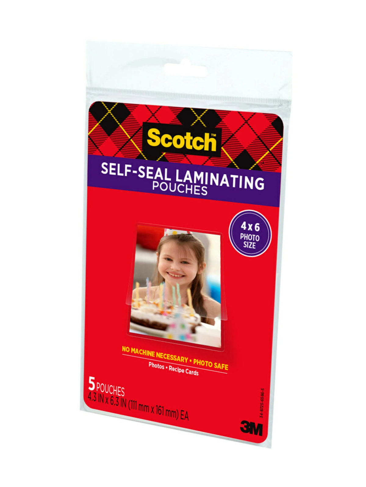 Self-Sealing Laminating Pouches 4.3 in x 6.3 in Gloss Finish 5 Pouches D254504