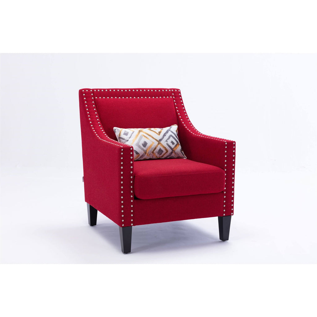 Orange Accent Armchair with Solid Wood Legs V32795