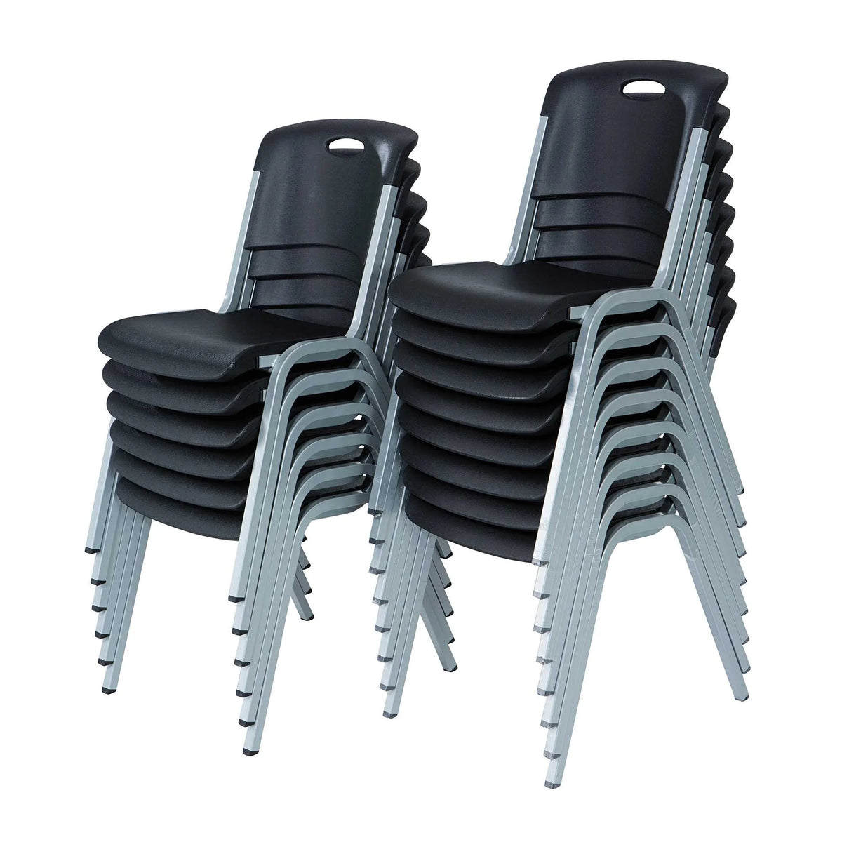 14 Pack Black & Silver Stacking Chairs L18652