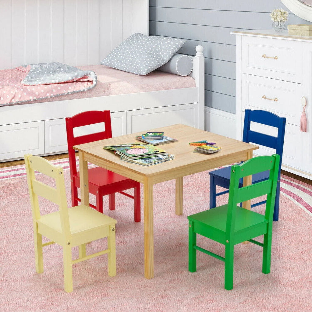 Kids 5 Pieces Wooden Table and Chair Set F5079