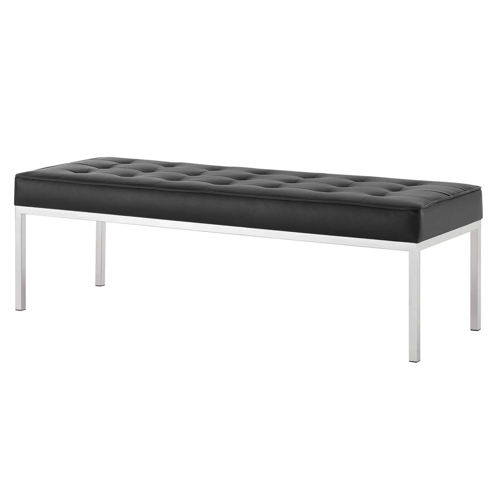 Black Faux Vinyl Leather Accent Chair Bench F13019