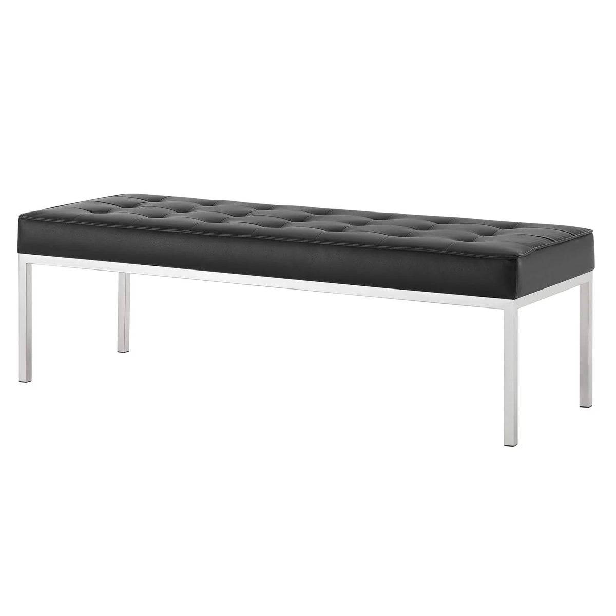 Black Faux Vinyl Leather Accent Chair Bench F13019
