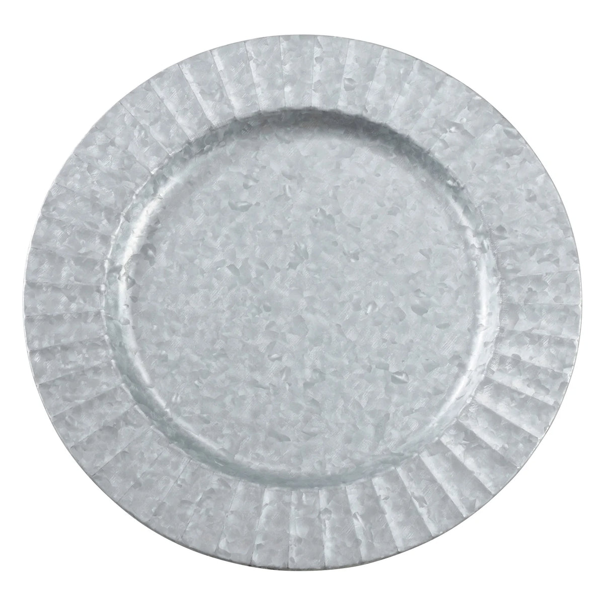 Vintage Ruffled Galvanized Metal Charger Plates, Set of 4 V68999