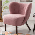 Modern Lambskin Tufted Accent Chair with Solid Wood Legs A37007