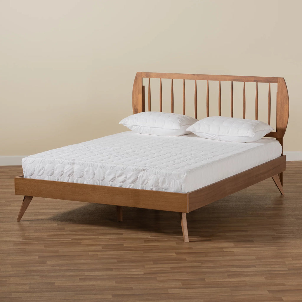 Queen Walnut Brown Engineered Wood Platform Bed G282