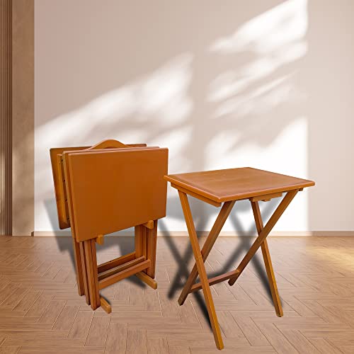 Set of 4 Solid Wood Folding TV Tray Table K55076