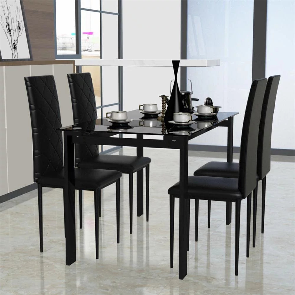 Black 5 Piece Dining Table Set for 4 P486606
