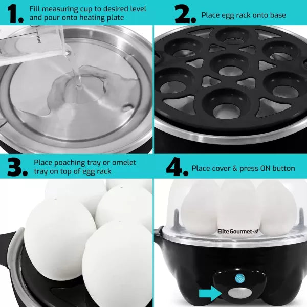 Black 7 Egg Capacity Electric Egg Cooker K765