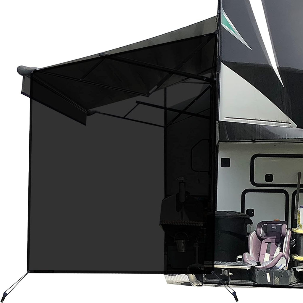 RV Awning Side Sun Shade Screen 9'X7' Black Mesh Z670