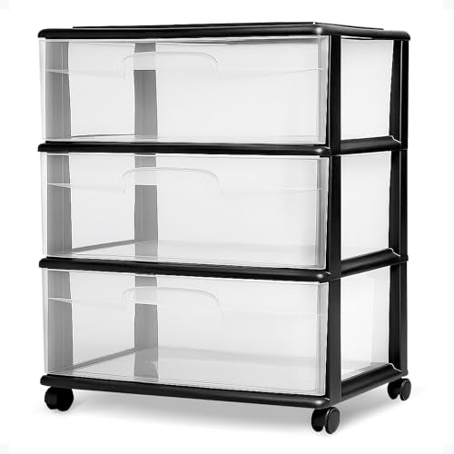 3-Tier Clear Plastic Storage Organizer Cart with Wheels V24507