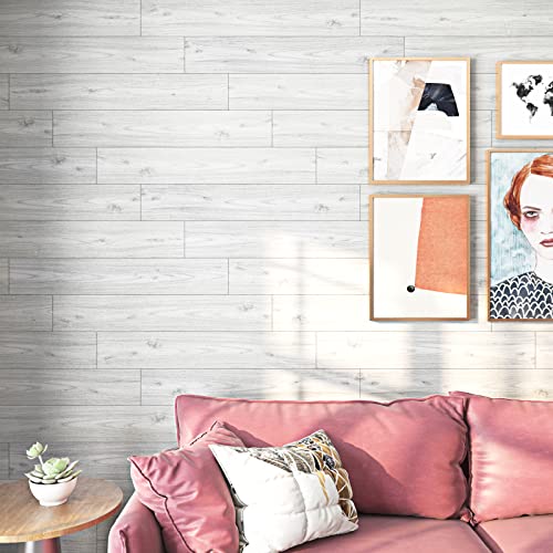 6"x36" 15pcs Natural Wood Peel and Stick Vinyl Floor Tile White Waterproof U6672
