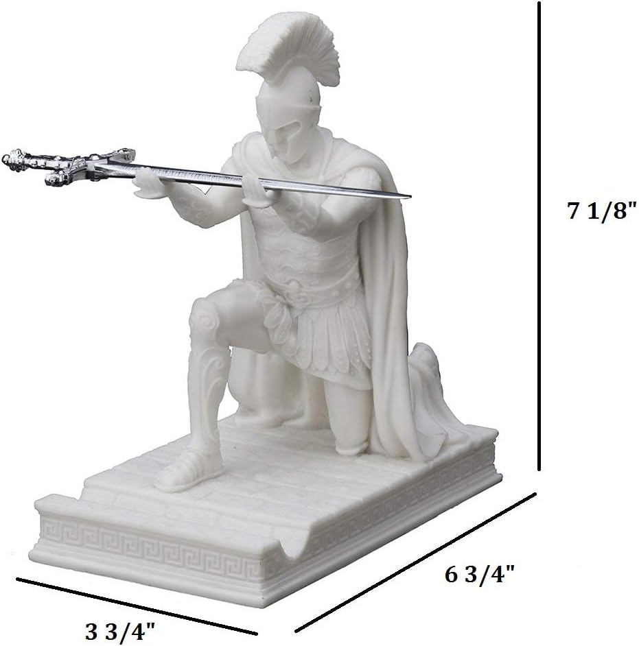 Resin Cast Marble Finish Roman Centurion Pen Holder with Letter Opener B38113