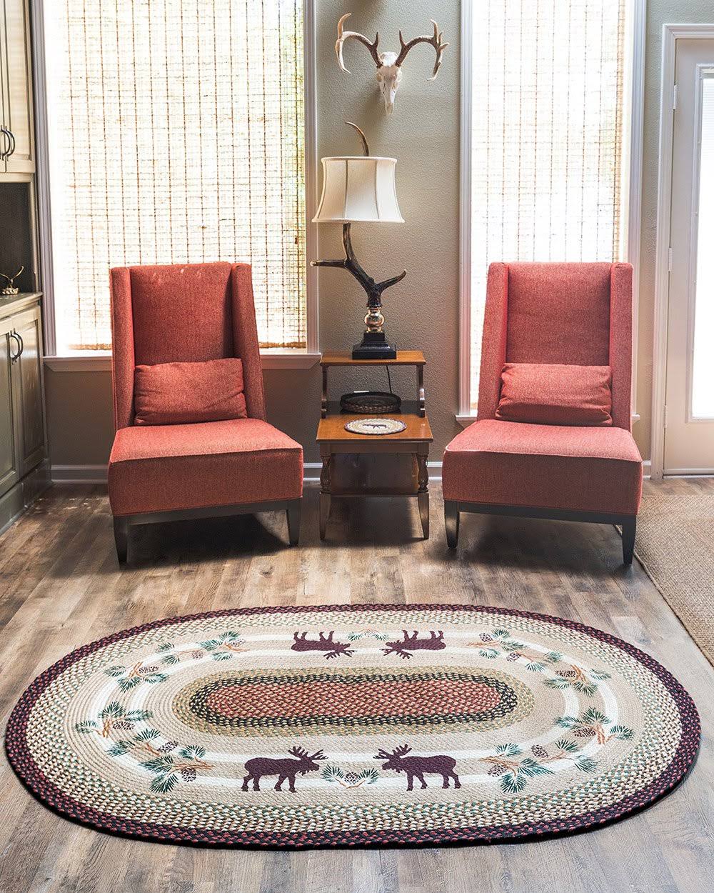 Jute Oval Moose & Pinecone Patch J3988