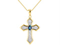 Yellow Gold Plated Silver 925 Cross Necklace with Genuine Diamonds Pendant, 18" Chain N65867