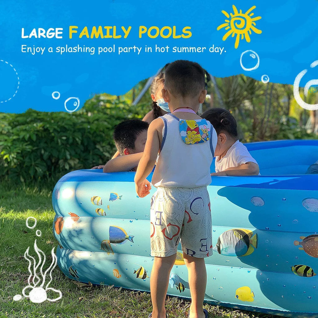 Inflatable Pool, Thickened Kiddie Pool, BPA-Free, 6.9 x 5 x 1.8 ft, Blue A75954