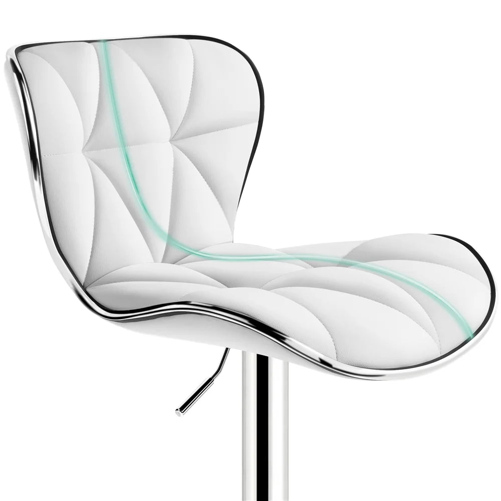 White PU Leather Swivel Bar Stool, Set of 2 Q14375