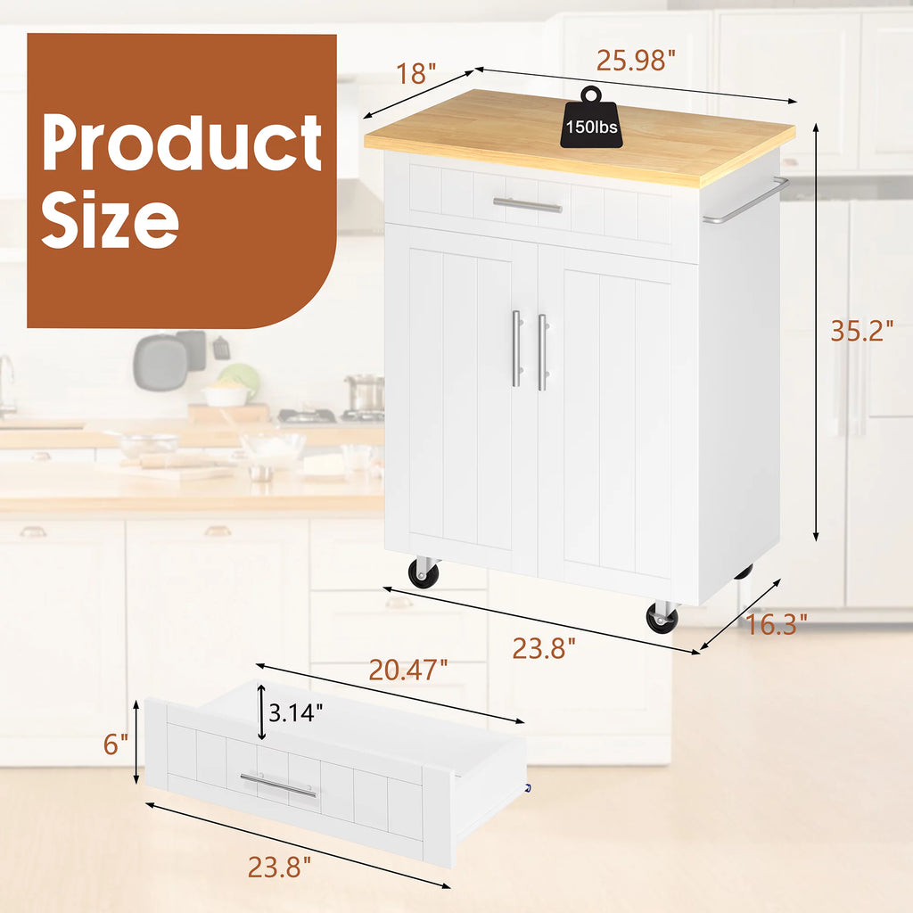 White Kitchen Island with Storage R104655
