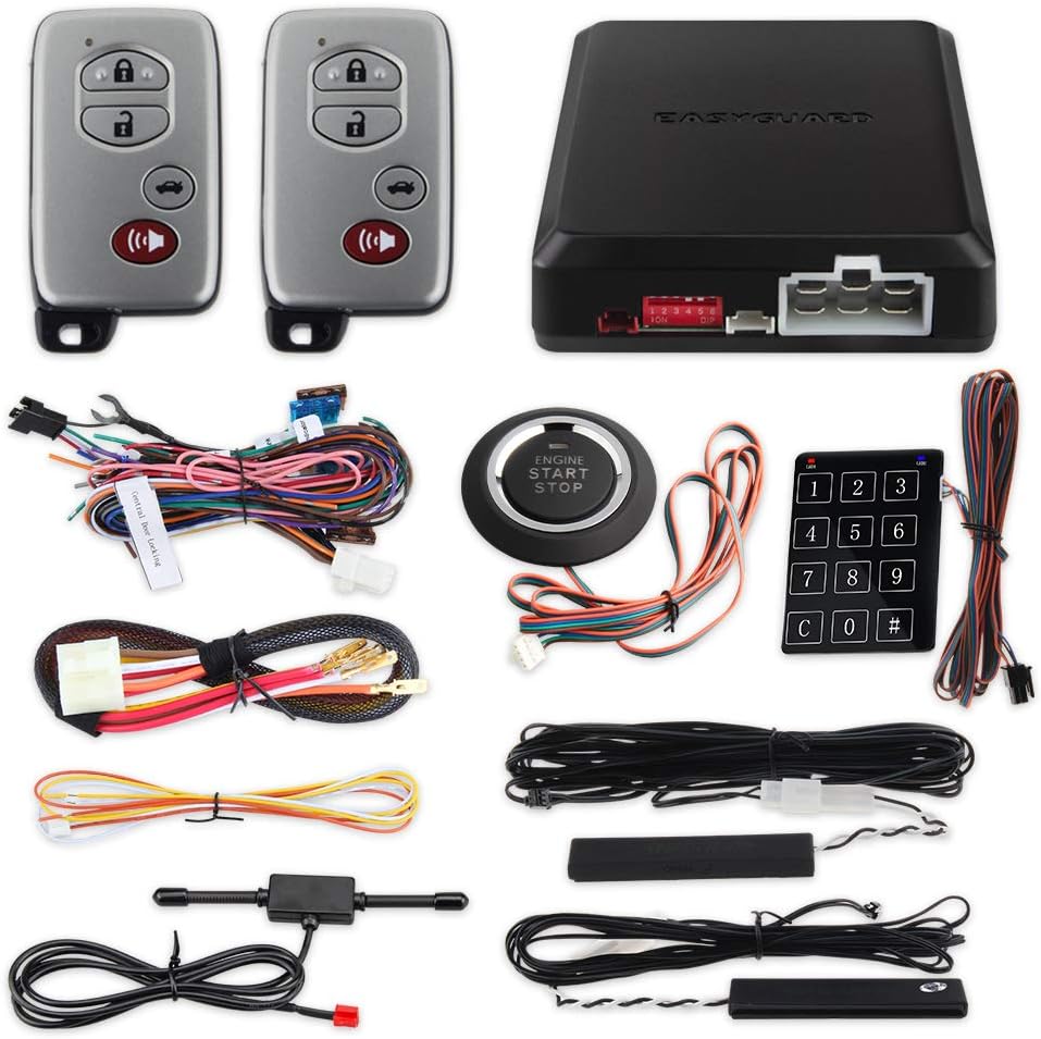 Smart Key PKE Car Alarm System Push Start Stop Button Keyless Go DC12V E8984
