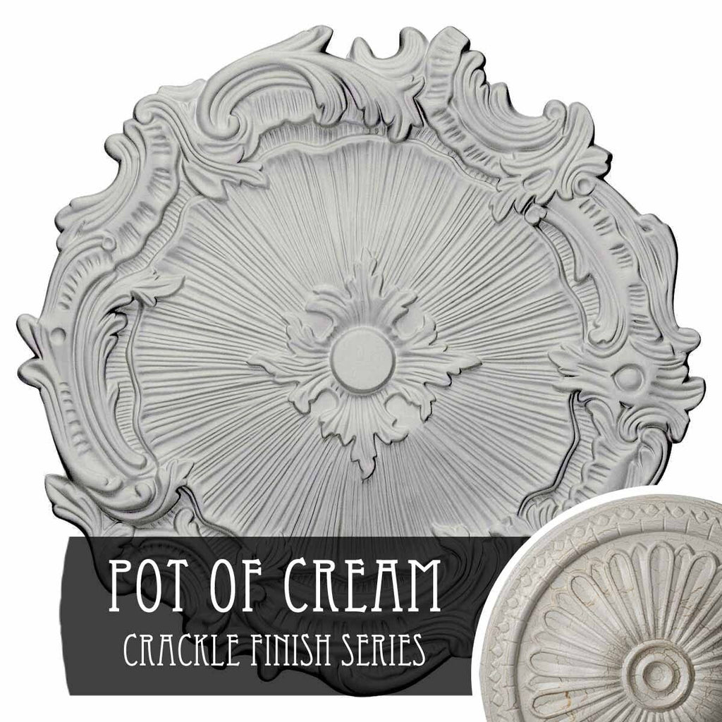 16 3/4x22OD x 1 3/8x22P Ceiling Medallion, Hand-Painted Pot of Cream Crackle X592