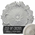16 3/4x22OD x 1 3/8x22P Ceiling Medallion, Hand-Painted Pot of Cream Crackle X592