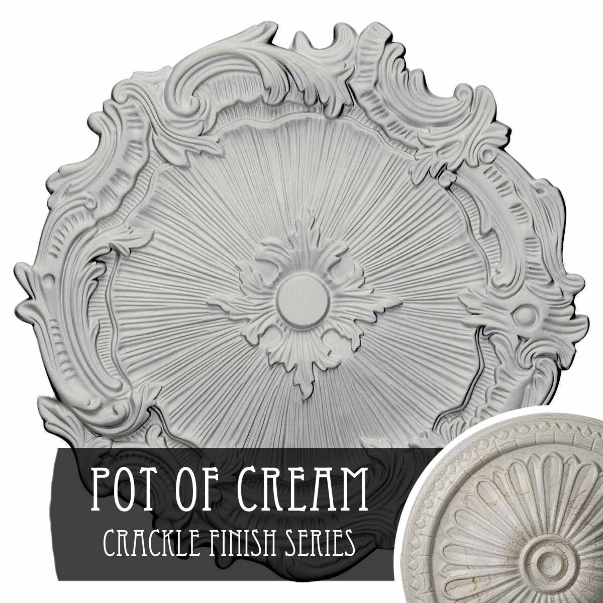 16 3/4x22OD x 1 3/8x22P Ceiling Medallion, Hand-Painted Pot of Cream Crackle X592