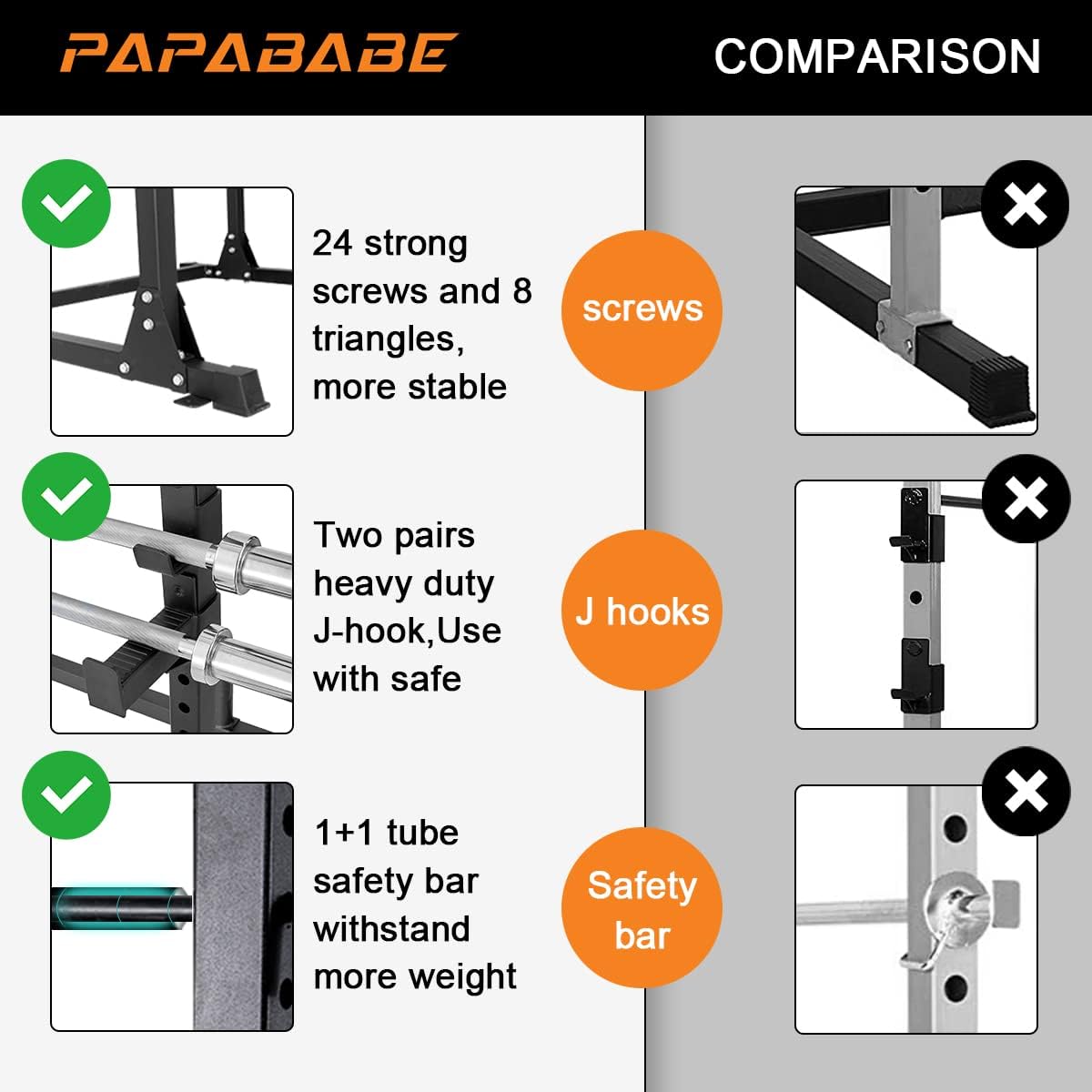 1200lb Capacity Power Rack with 2 Extra J-Hooks B8885