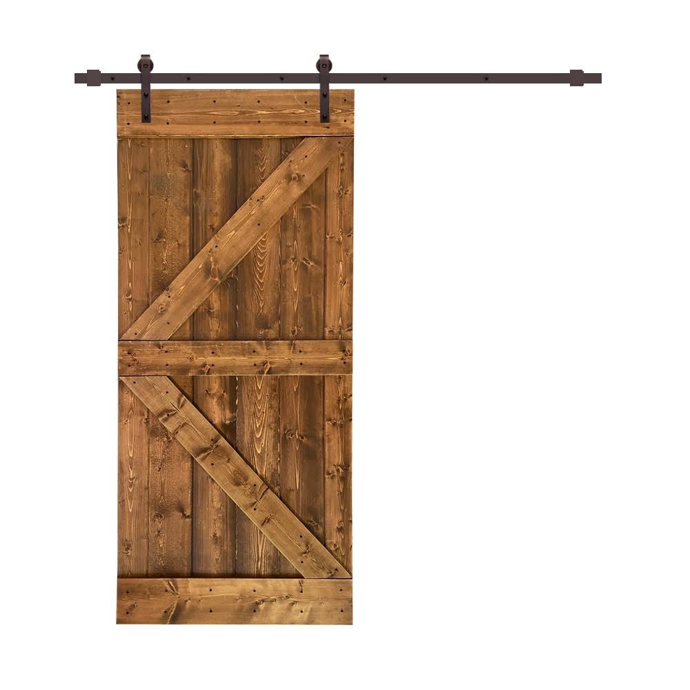 Charcoal Black Stained Wood Interior Sliding Barn Door with Hardware Kit O350