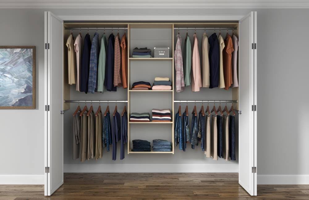 Honey Blonde Wood Deluxe Shelving Closet Kit W768