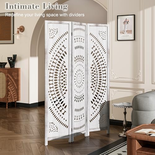 Handcrafted Carved Wooden Folding Room Divider Screen Y1159
