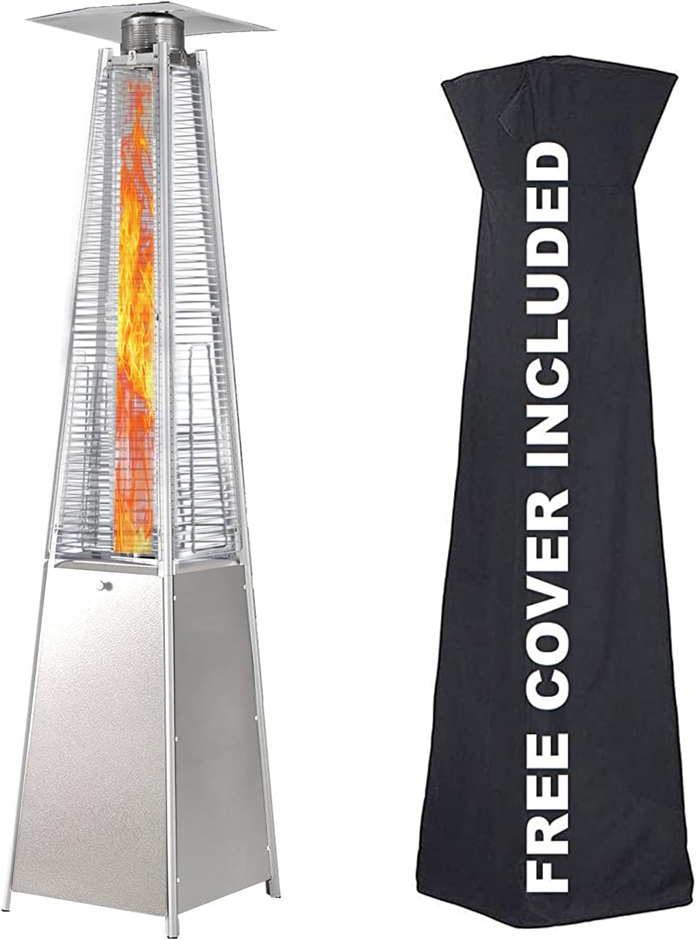 Propane Patio Heater with Cover, Stainless Steel, Bronze J1847