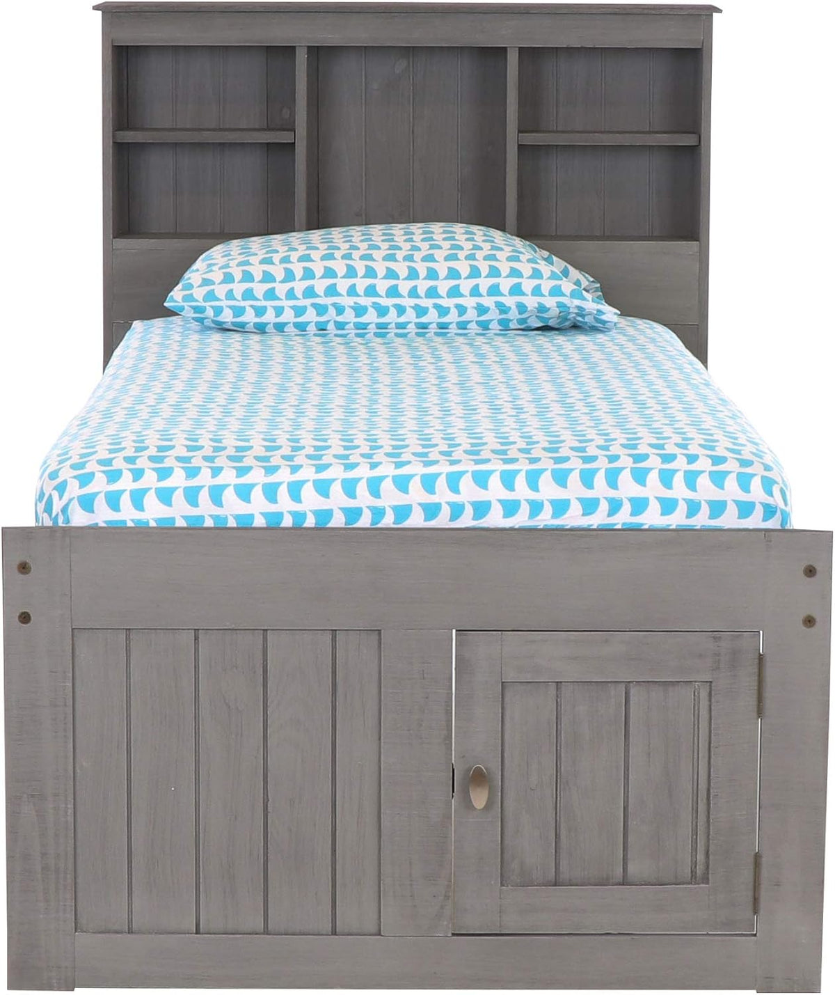 Charcoal Twin Bookcase Bed with 6 Drawers J94303