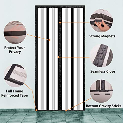 Insulated Magnetic Thermal Door Curtain, Black, Fits Doors up to 36" x 82" N516260