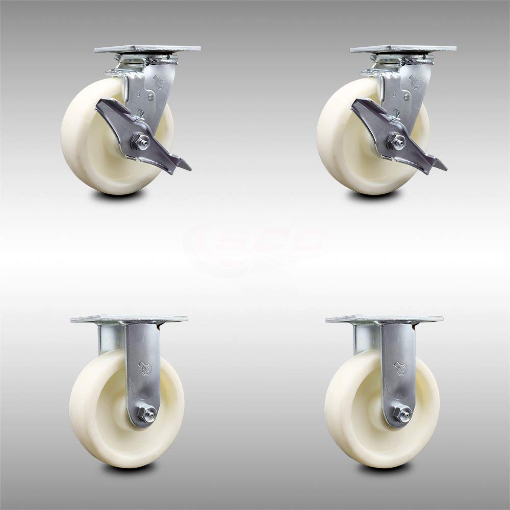 Stainless Steel Swivel Top Plate Caster with 5 x 2 White Wheel X372