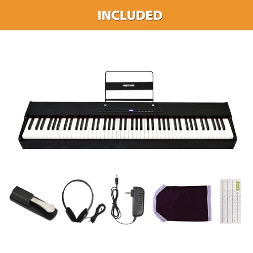 88 Key Weighted Keyboard with Hammer Action, 2x30W Speakers, Adjustable Stand, Carrying Case, Sustain Pedal, Headphone, Black X304889