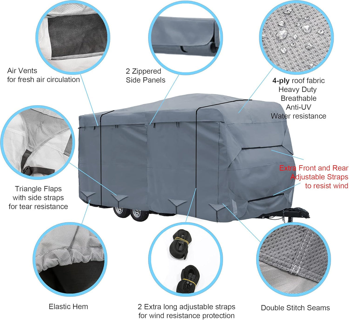 4 Layers Heavy Duty Travel Trailer Camper RV Cover N992