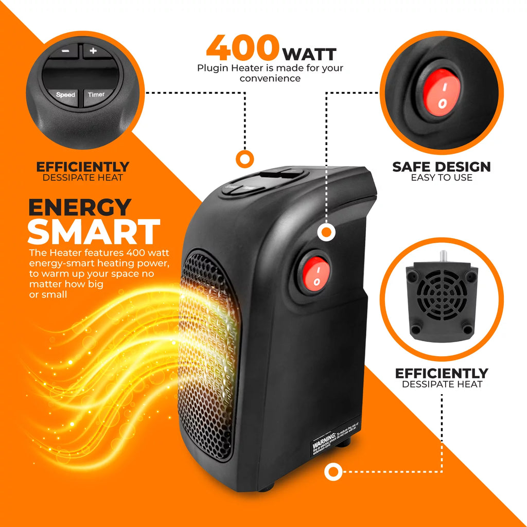 400W Programmable Plugin Heater with Remote, Black U442