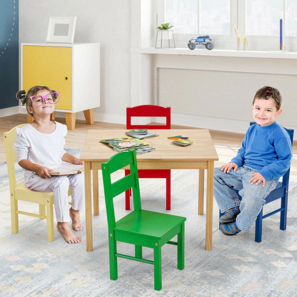 Kids 5 Pieces Wooden Table and Chair Set F5079