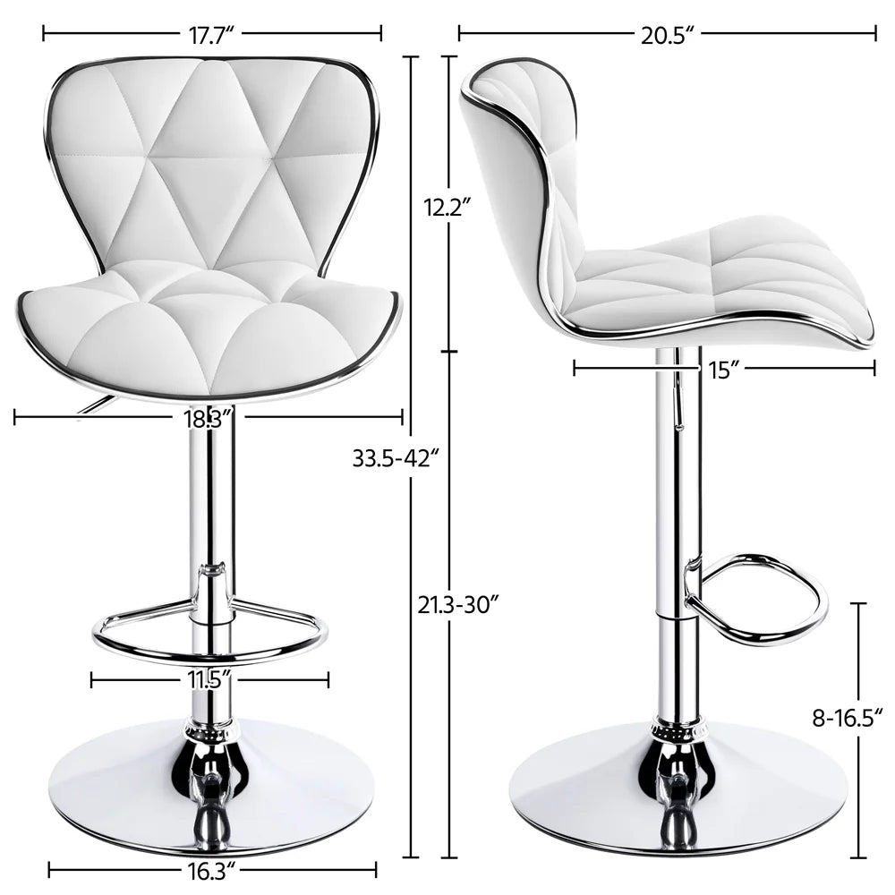 White PU Leather Swivel Bar Stool, Set of 2 Q14375