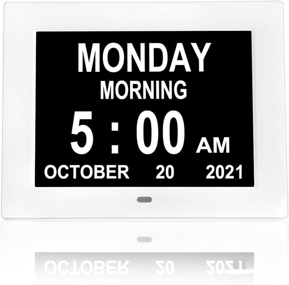 Digital Day Clock 8 Alarms Auto-Dimming Extra Large C52459