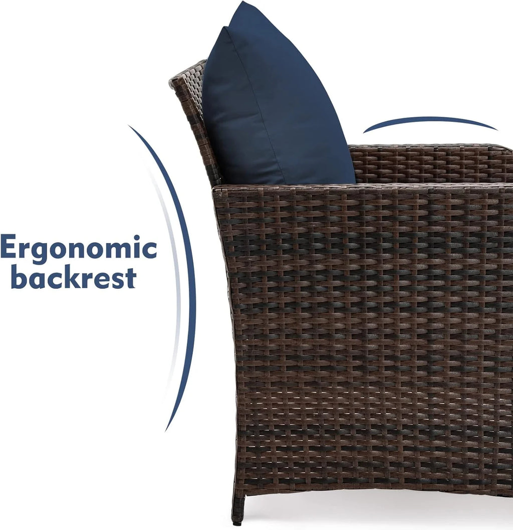 5 Piece Patio Conversation Rattan Chair Set with Storage Coffee Table O910814