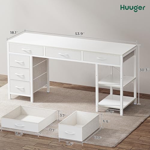 54 Inch Computer Desk with 6 Drawers and Shelves P223
