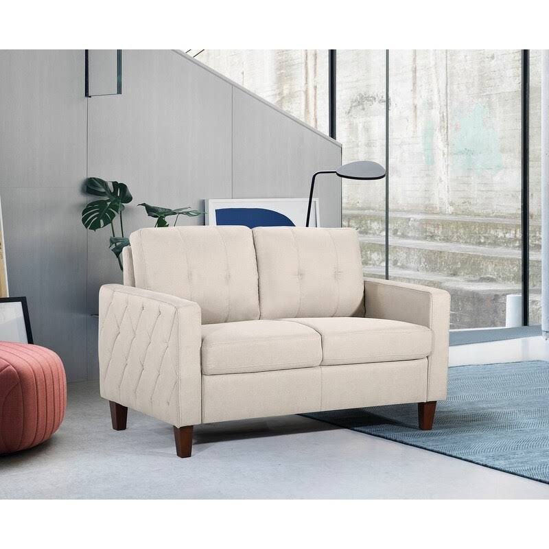 Tufted Mid-Century Loveseat - Beige W436315