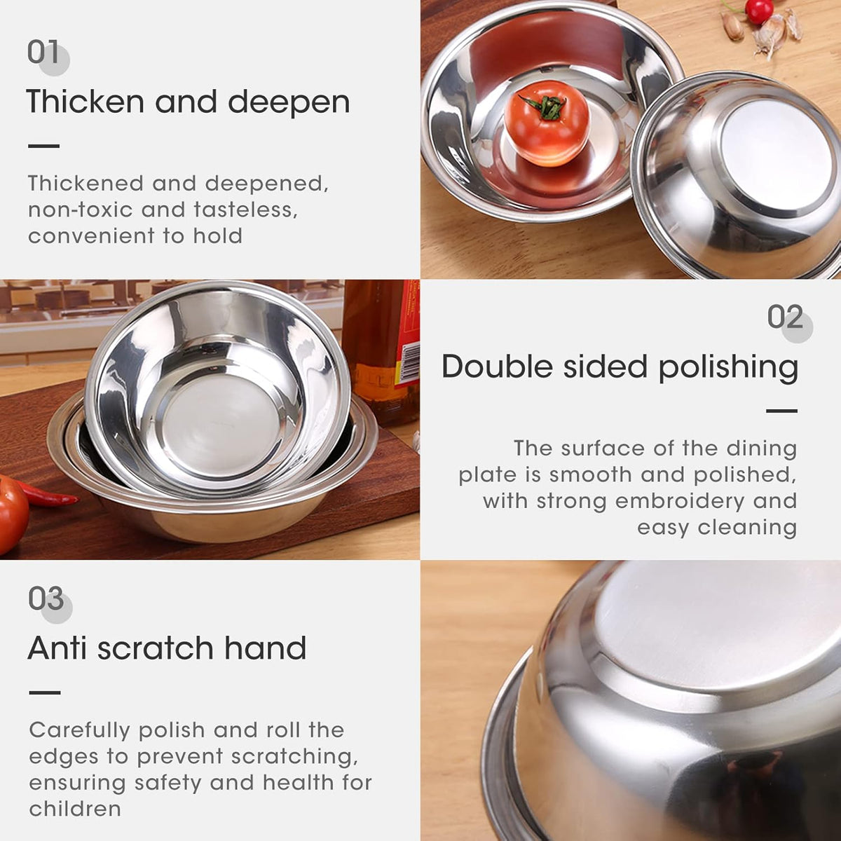 3 Quart Set of 3 Stainless Steel Mixing Bowl V43835