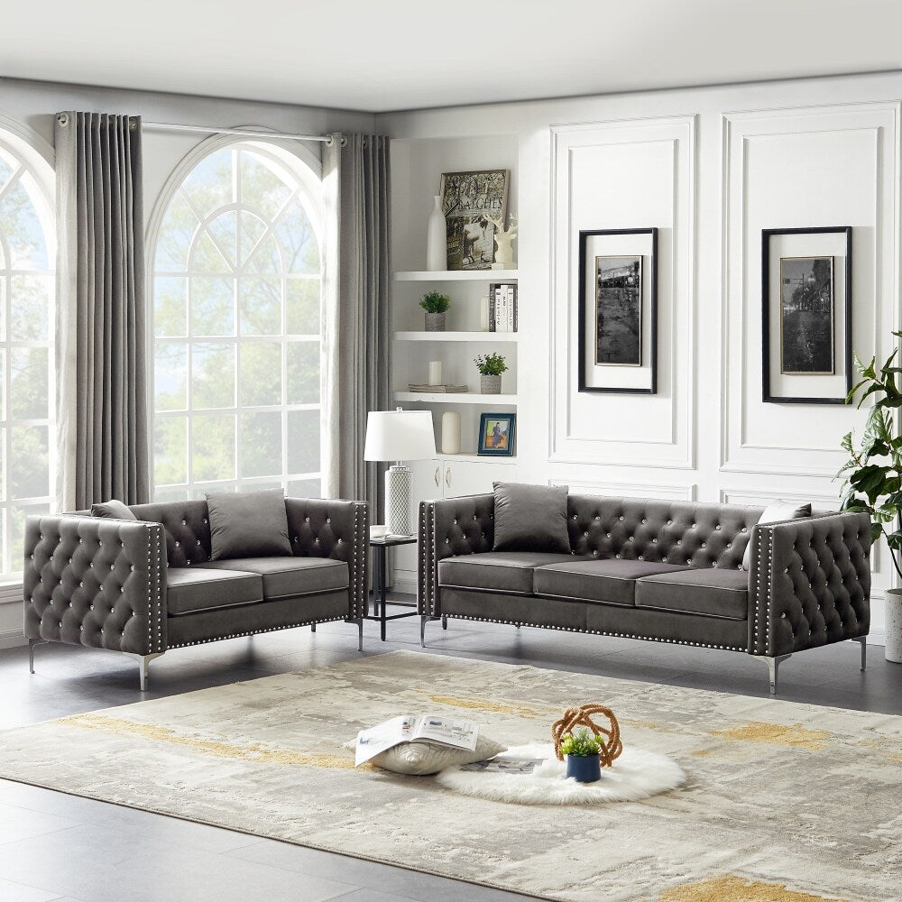 Grey 2 Piece Sofa and Loveseat Set G963
